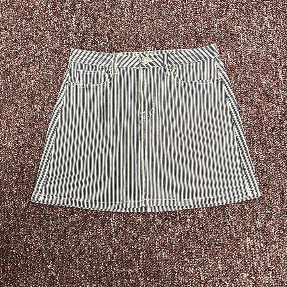 Striped Denim Midi skirt